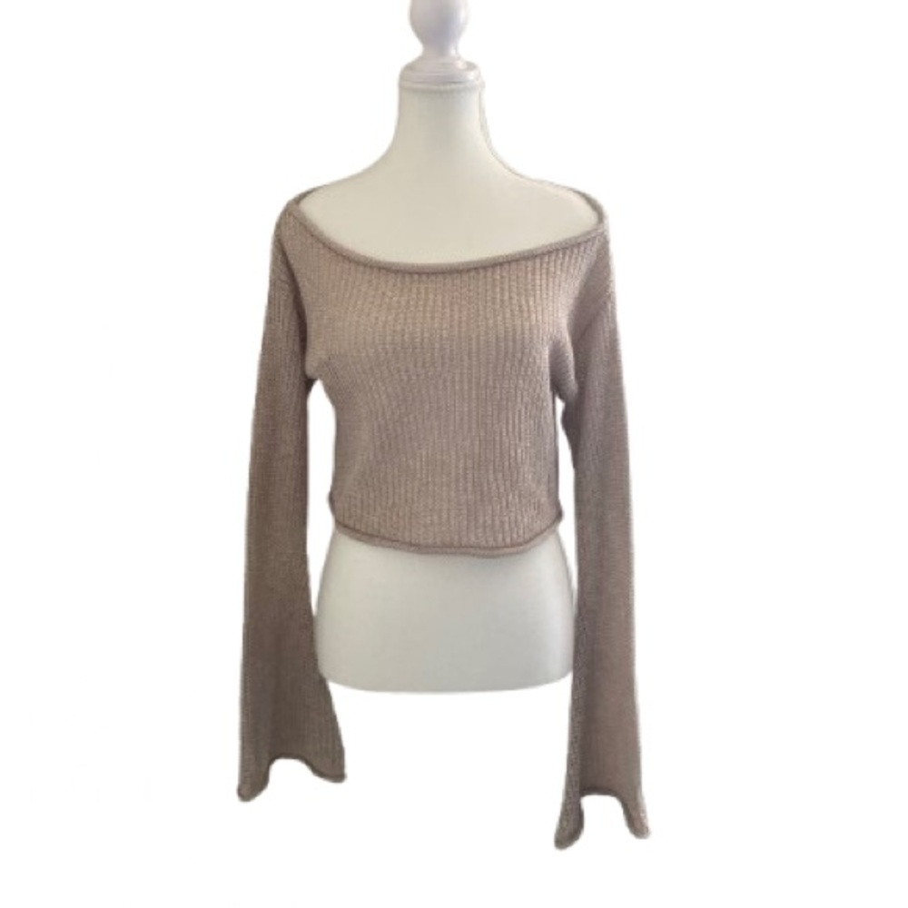 Edikted Off-Shoulder Sweater in Light Brown